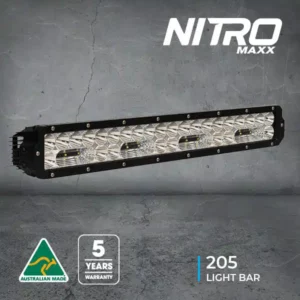 Ultra Vision Nitro Maxx 205W 24-inch LED Light Bar with Widr® and Contrl® optics, side/base mounts, 4500K/5700K, durable Australian-made off-road lighting