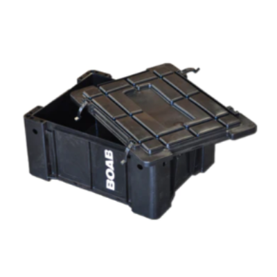 Boab Wolfpack Storage Box standard and high-lid models stacked for 4WD and camping storage