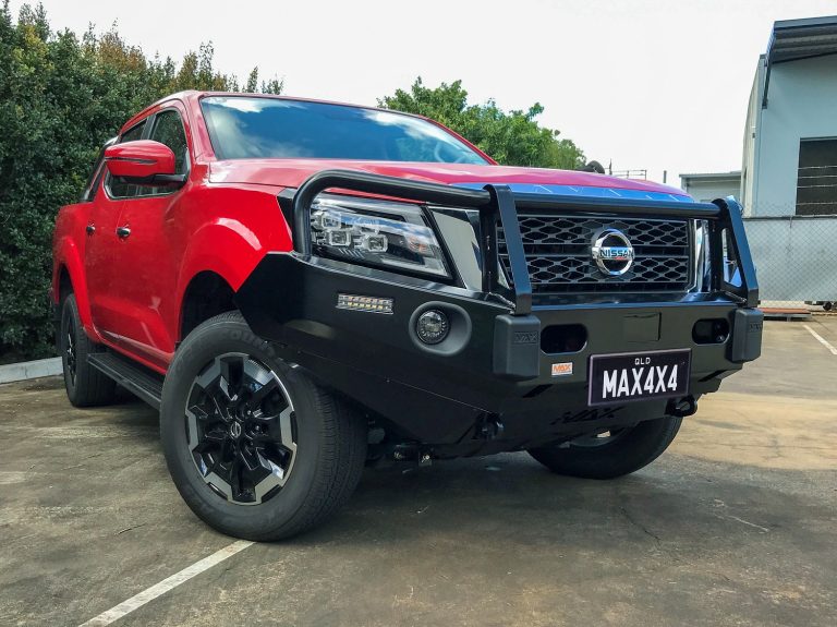 Nissan NP300 > 4wd Lights and Camping Online Store Nissan NP300 2020+ fitted with GEN II steel bull bar with recovery points and DRL indicator compatibility