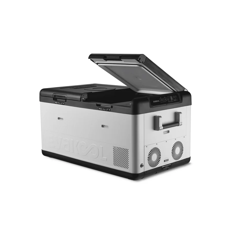 Evakool 95L Down Under II Dual Zone Fridge Freezer twin lid open