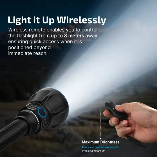 Olight Javelot Turbo 2 Wireless Remote > 4wd Lights and Camping Online Store Olight Javelot Turbo 2 operated with wireless remote from up to eight metres away