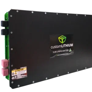 Custom Lithium Ultra Slim XL Battery 800Ah with black enclosure and covered terminals